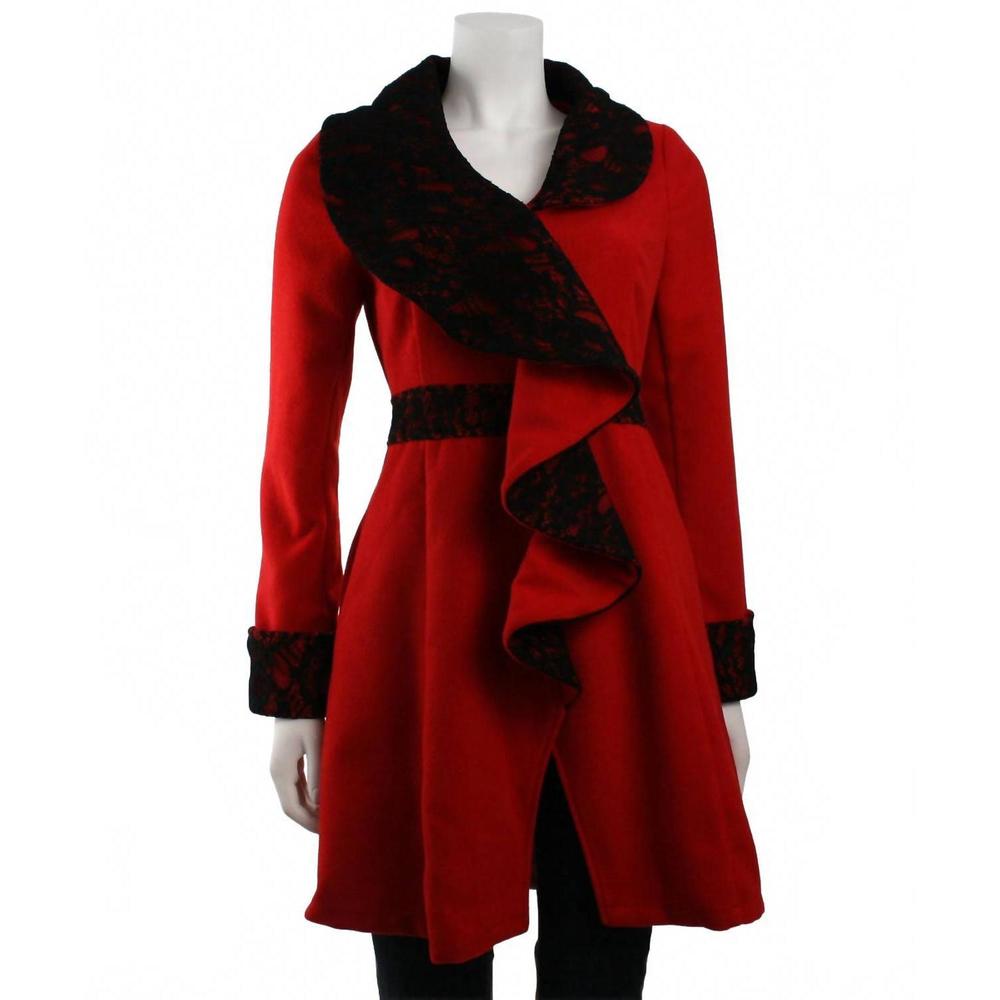 NEW RYU women's long sleeve with lace detail jacket in red